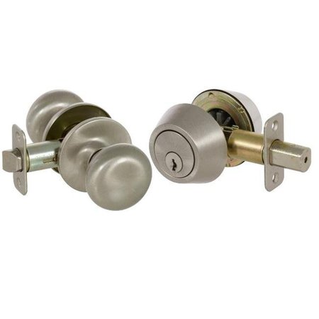 CALLAN Callan KS3001 Saxon Series Grade 3 Keyed Entry Knob & Single Cylinder Deadbolt Set; Satin Nickel KS3001